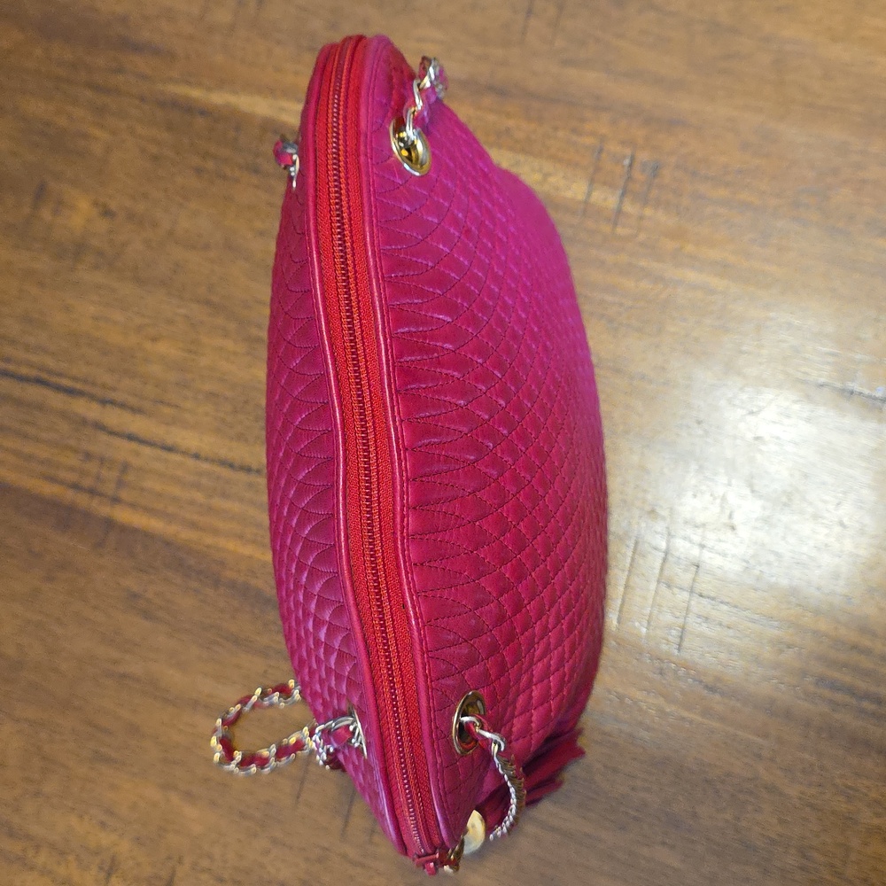 Bally Hot Pink Quilted Leather Shoulder Bag with Gold Chain - Picture 11 of 16